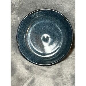 Signed Studio Pottery Bowl Blue Glaze 5in Handmade Ceramic Dish Artist JM